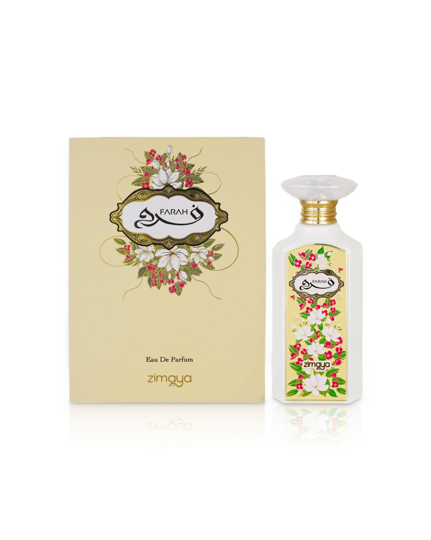 ادکلن زنانه فرح زیمایا مدل Farah | Zimaya Farah EDP | رایحه گل‌های سفید و پرتقال | حجم ۱۰۰ میل